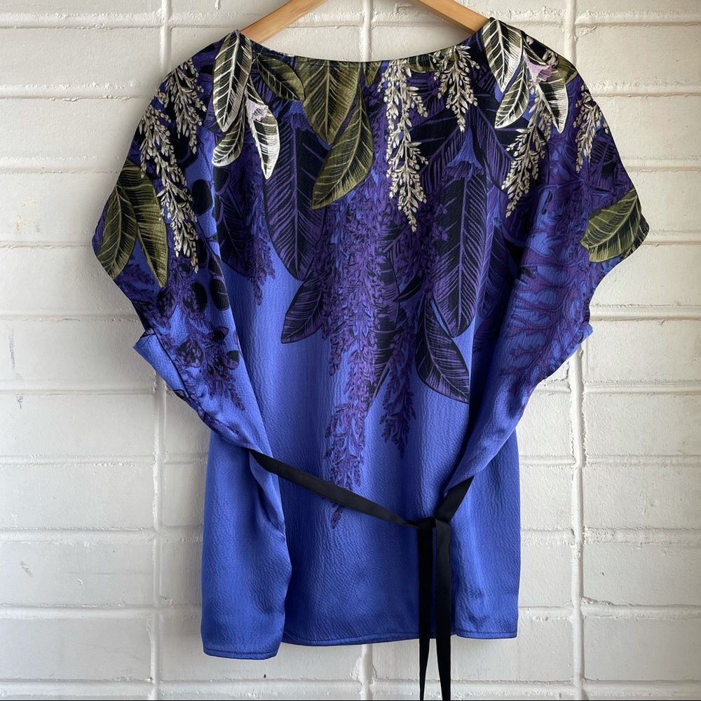 Anthropologie HD in Paris Blue Silk Cocoon Blouse - Picture 5 of 7